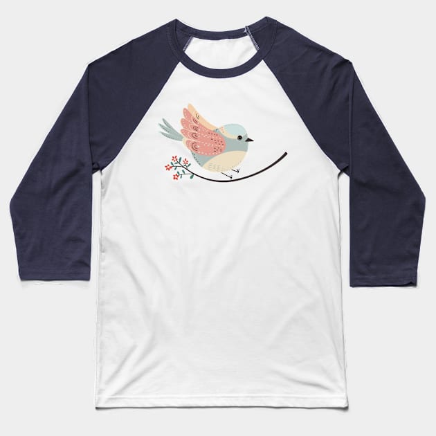 cute chubby bird Baseball T-Shirt by Angela Sbandelli Illustration and Design